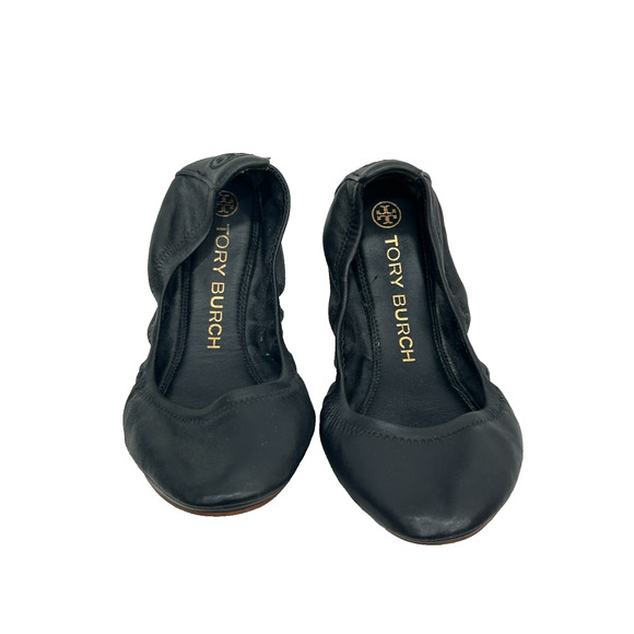 Tory Burch Womens Black Cushioned Eddie Nappa Leather Ballet Flats 2.0 Size 8M - Picture 1 of 11